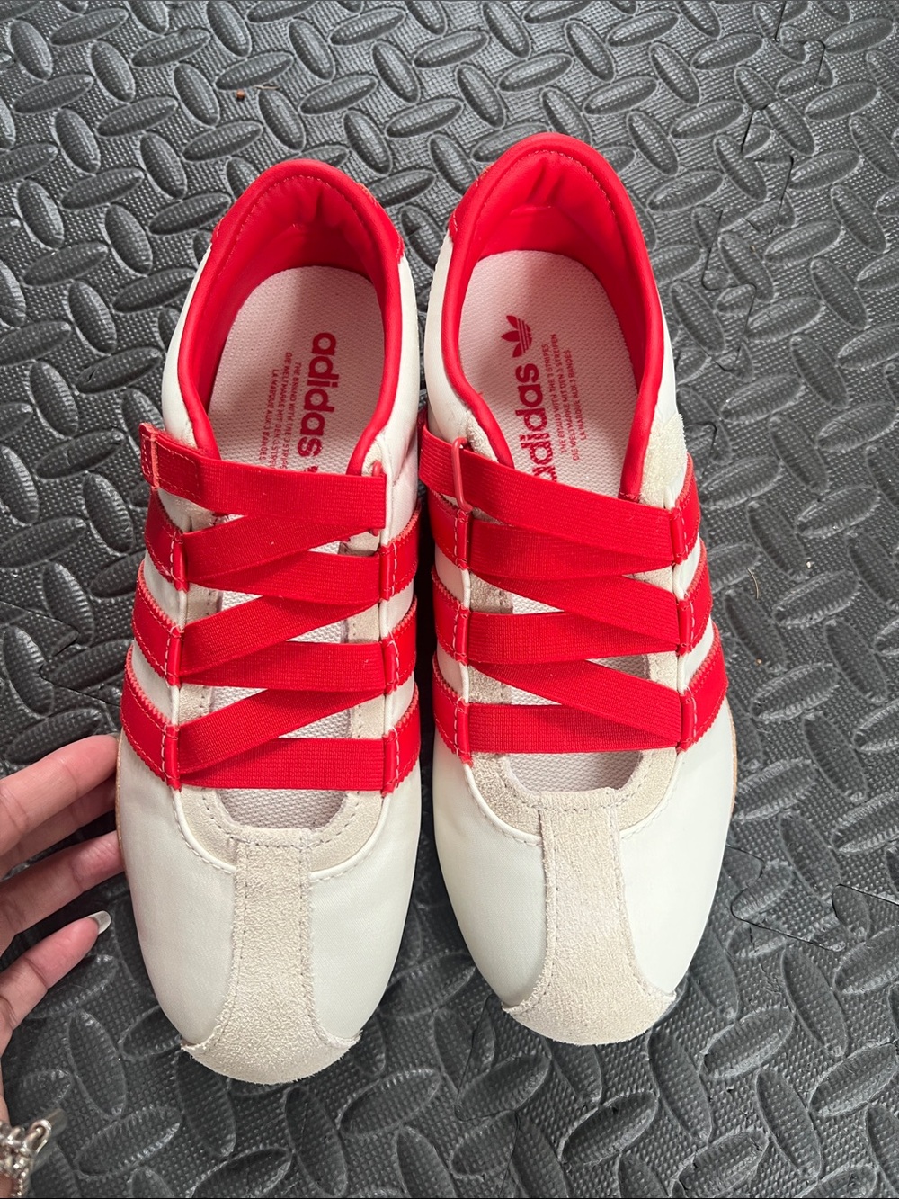 adidas Tokyo mj Cream and Red Slip-On Strappy Sneakers